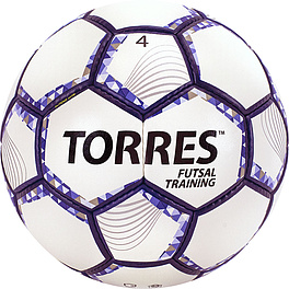 СЦ*Мяч футзал. TORRES Futsal Training, FS32044, р.4, 32 пан. PU, 4 подкл. слоя, бело-фиолет-черн